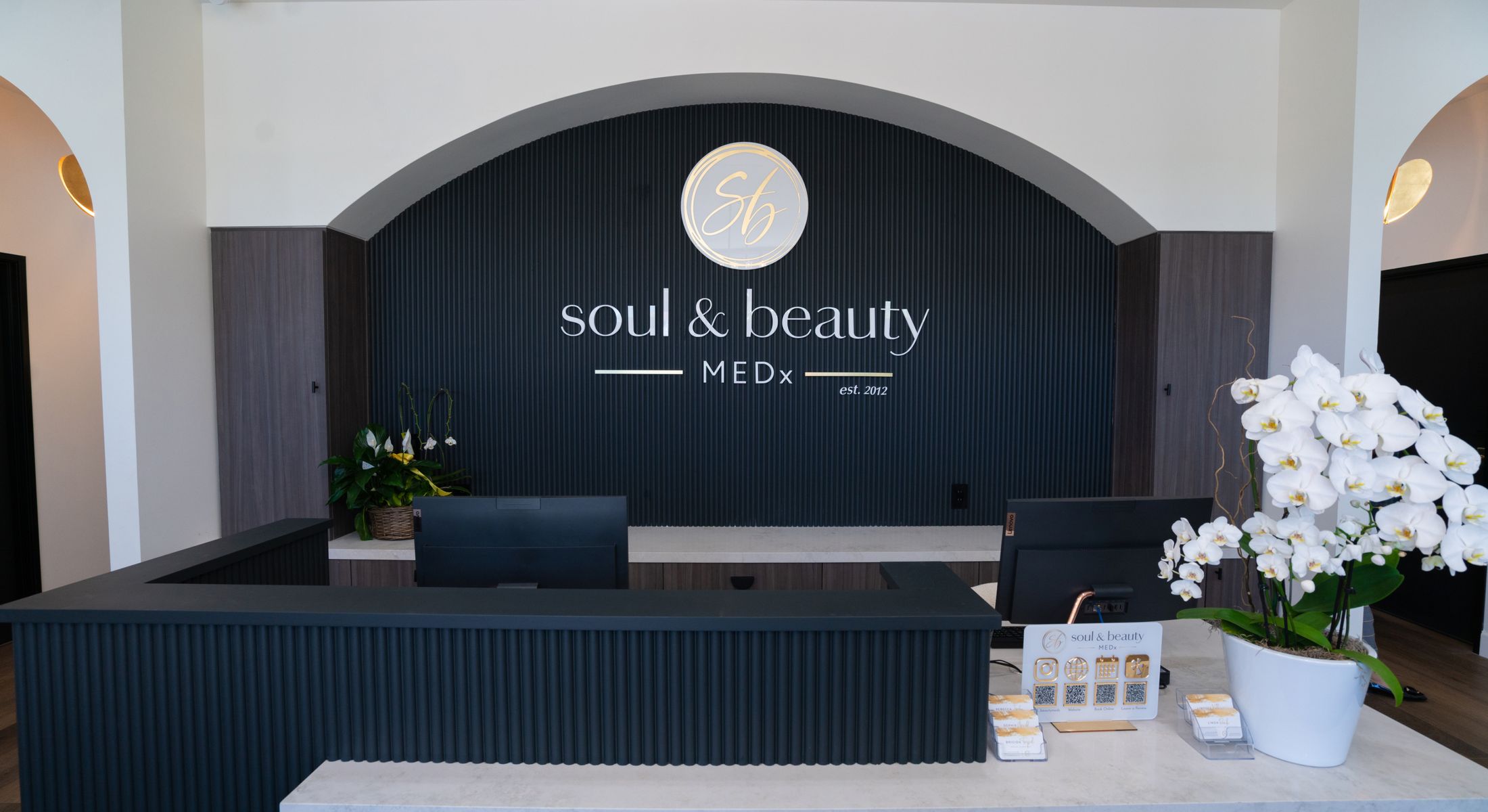 Modern reception of Soul & Beauty MedSpa.